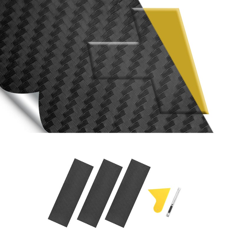 BLAKAYA Compatible with 11.8" x 4" Carbon Fiber Chevy Bowtie Emblem Wrap Kit Logo Overlay Vinyl Wrap with Spatula and Cutter 3Pcs Black - Image 1